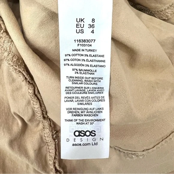 Asos Design Y2K Lace Up Detail Retro High Rise Flare Pants in Beige Stone - Picture 13 of 13